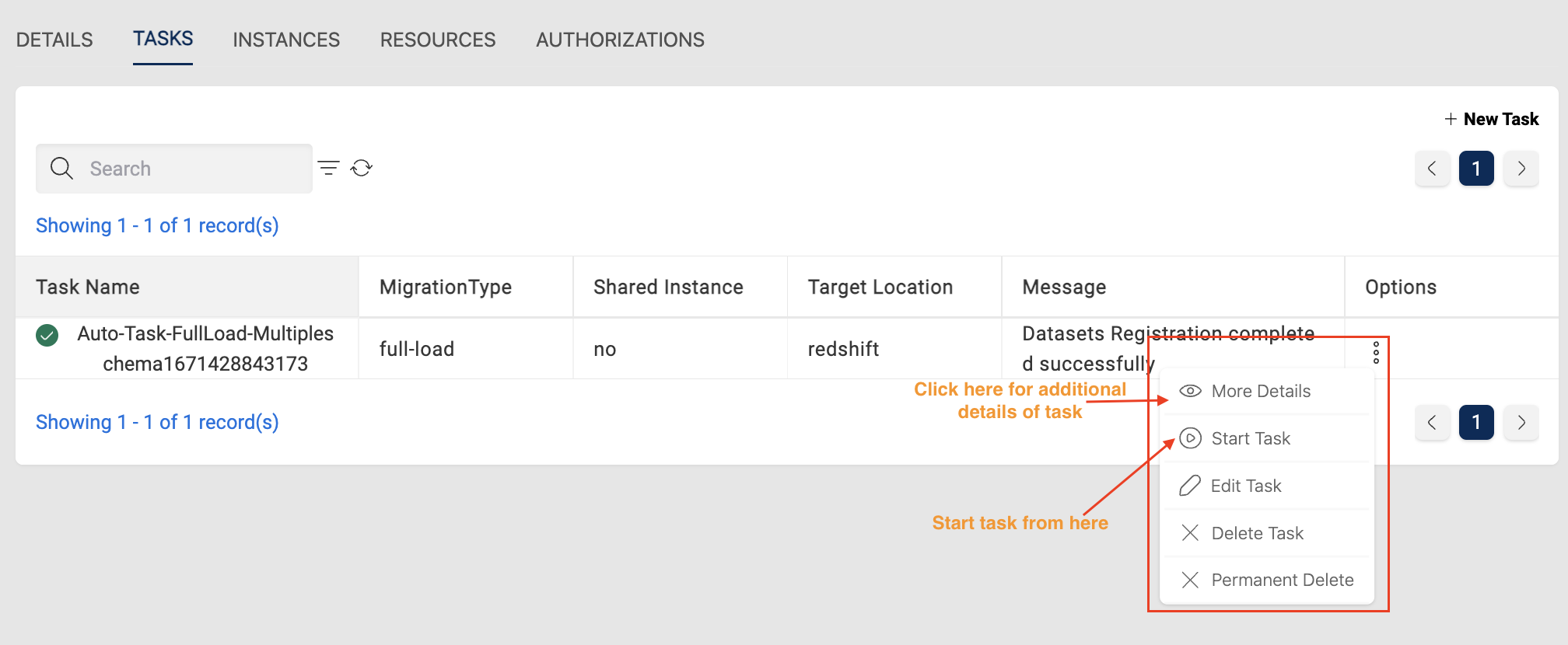 Connections Tasks Start Task