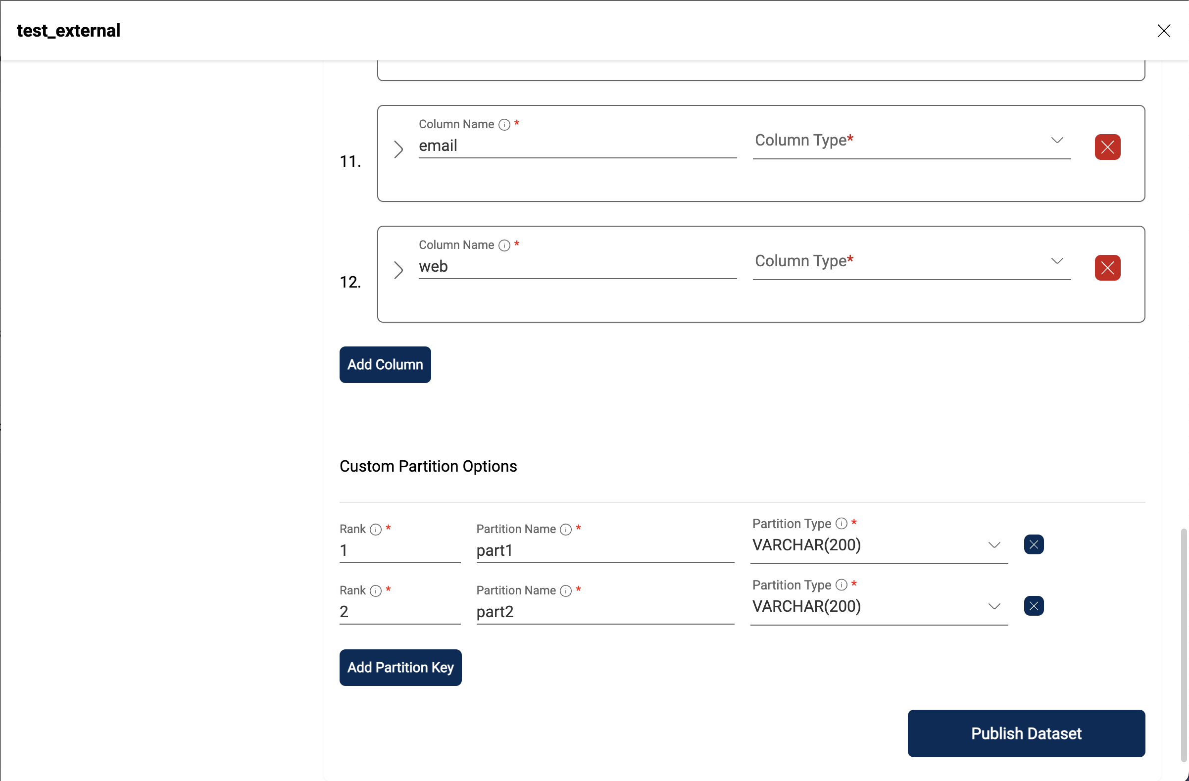 external dataset partitions