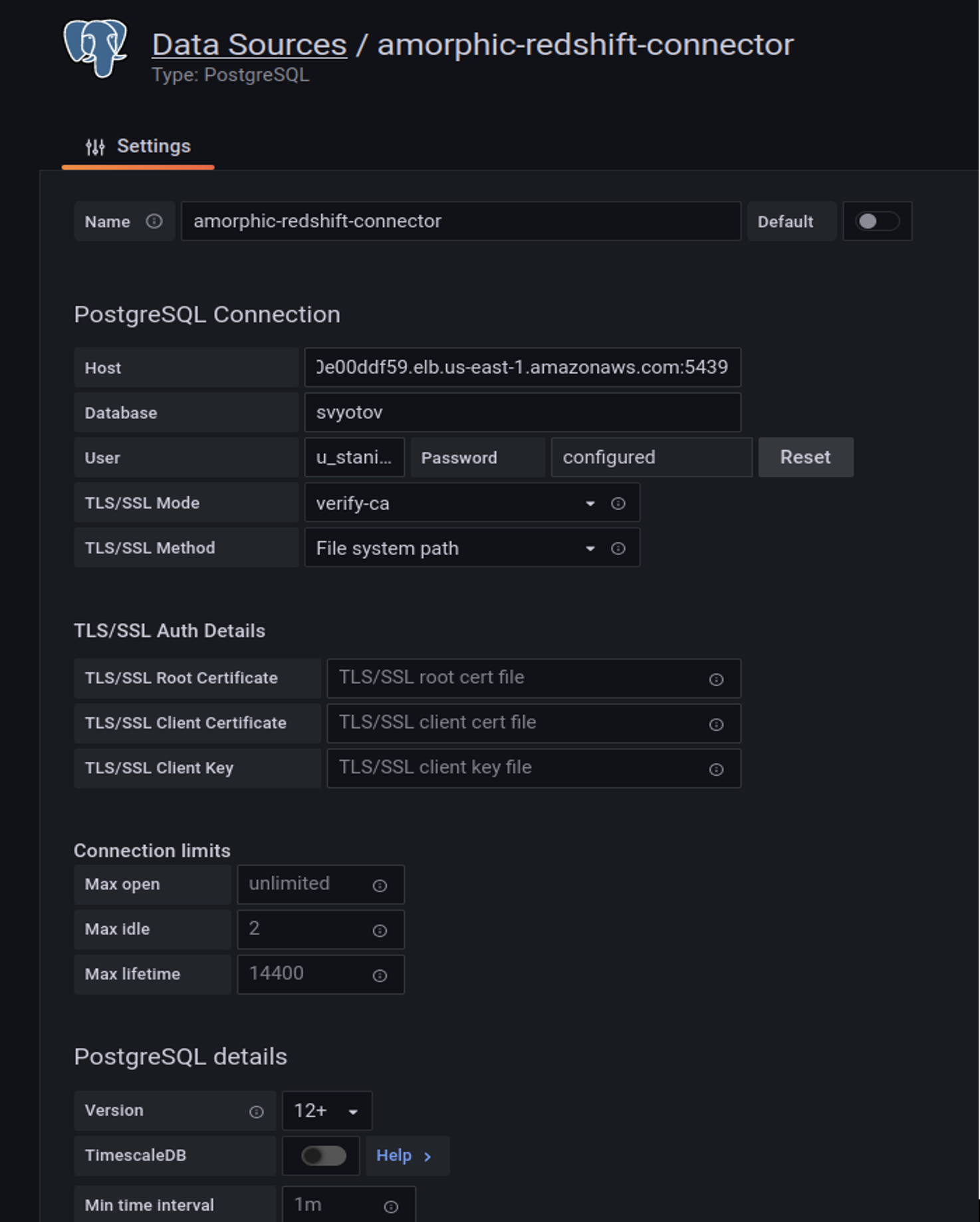 Grafana Redshift Connector