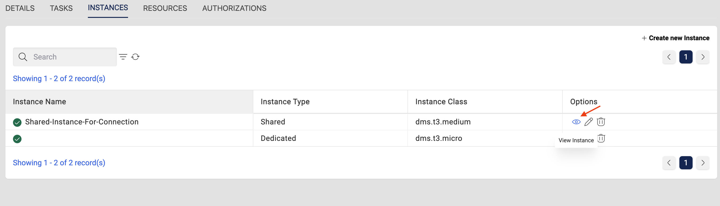 Shared Instance view option