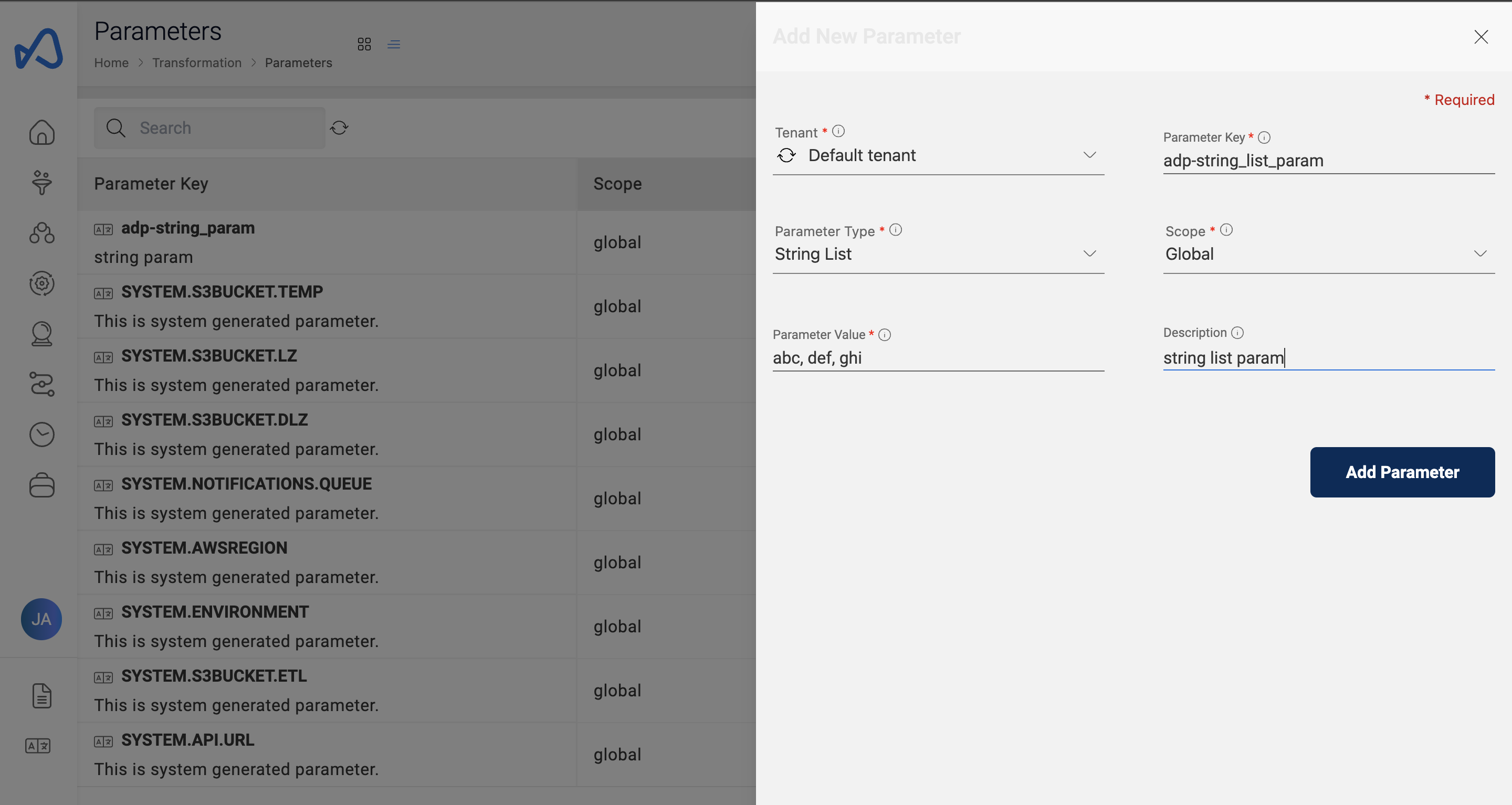 String List Parameter