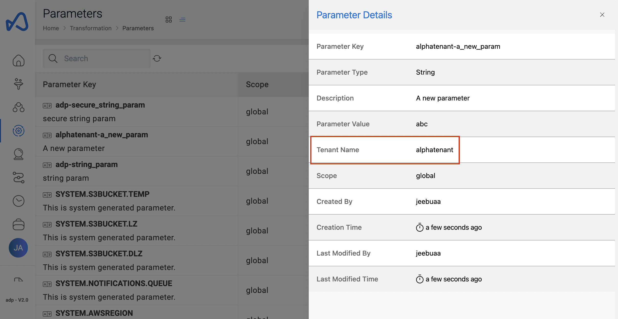 View Parameter in Tenant